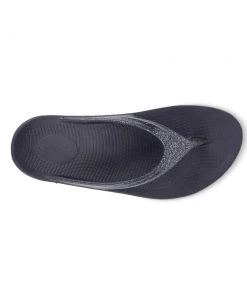 'OOFOS' Women's OOlala Luxe Thong - Glitter Black