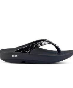 'OOFOS' Women's OOlala Thong Limited Edition - Black / Champagne Pop
