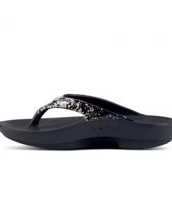 'OOFOS' Women's OOlala Thong Limited Edition - Black / Champagne Pop