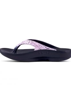 'OOFOS' Women OOlala Luxe Thong - Black / Pink Bandana 13 'OOFOS' Women OOlala Luxe Thong - Black / Pink Bandana