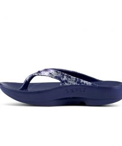 'OOFOS' Women's OOlala Thong Limited Edition - Navy / Silver Snake