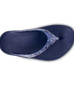 'OOFOS' Women's OOlala Thong Limited Edition - Navy / Silver Snake