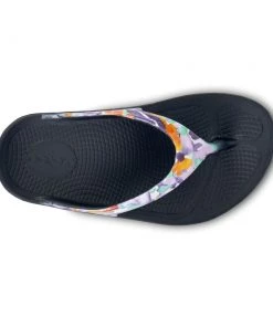 'OOFOS' Women's OOlala Thong Limited Edition - Black / Purple Watercolor