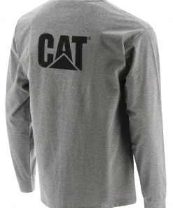 'Caterpillar' Men's Trademark Pocket T-Shirt - Dark Heather Grey