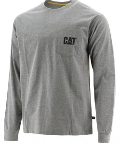 'Caterpillar' Men's Trademark Pocket T-Shirt - Dark Heather Grey