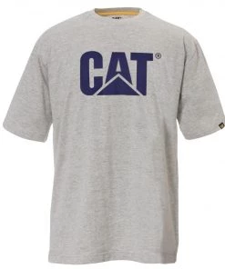 'Caterpillar' Men's Trademark Logo Tee - Heather Grey