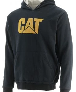 'Caterpillar' Men's Trademark Thermal Lined Hoodie - Black