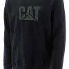 'Caterpillar' Men's Trademark Logo Crew Sweatshirt - Black