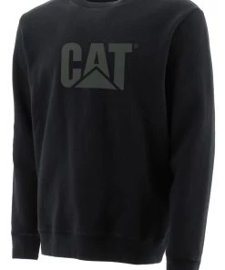 'Caterpillar' Men's Trademark Logo Crew Sweatshirt - Black