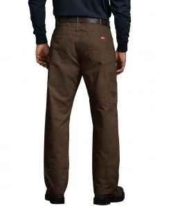 'Dickies' Relaxed Fit Straight Leg Carpenter Duck Jeans - Timber Brown Men