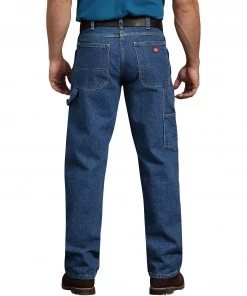 'Dickies' Relaxed Fit Carpenter Denim Jeans - Stonewashed Indigo Blue