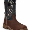 'Tony Lama' Men's 11" Force Western EH WP Comp Toe - Brown / Blue