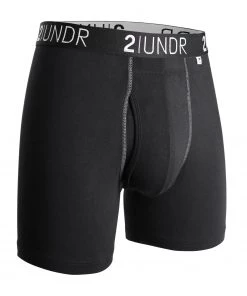 '2UNDR' Men's Swing Shift 6" Boxer Brief - Black / Grey