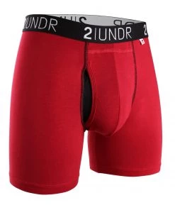 '2UNDR' Men's Swing Shift 6" Boxer Brief - Red