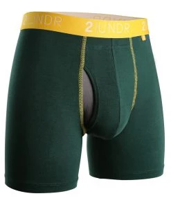 '2UNDR' Men's Swing Shift 6" Boxer Brief - Green / Gold