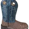 Smoky Mountain Boots 'Smoky Mountain' Children's Reptile Western Square Toe - Vintage Brown / Dark Turquoise Kids