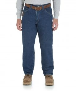 'Wrangler' Men's Quilt Lined 5 Pocket Jeans - Antique Indigo