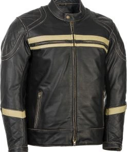 Western Power 'Highway 21' Men's Motordome Leather Jacket - Antique Black