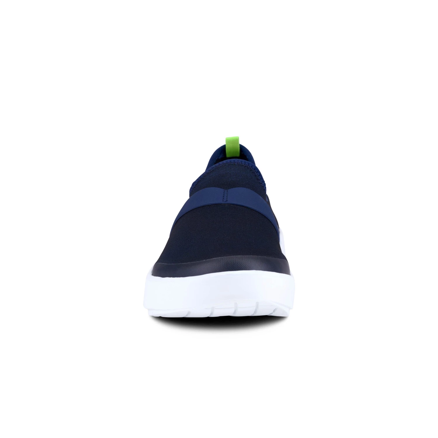 'OOFOS' Women's OOmg Fibre Low Slip On - White / Navy 7 'OOFOS' Women's OOmg Fibre Low Slip On - White / Navy