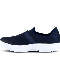 'OOFOS' Women's OOmg Fibre Low Slip On - White / Navy 15 'OOFOS' Women's OOmg Fibre Low Slip On - White / Navy