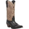 'Laredo' Women's 12" Diamond In The Rough Western Narrow Square Toe - Black / Tan 1 'Laredo' Women's 12" Diamond In The Rough Western Narrow Square Toe - Black / Tan