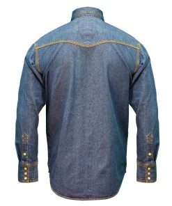 'Key' Men's Denim Western Snap Front - Indigo Denim Enzyme Wash