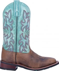 'Laredo' Women's 11" Anita Western Square Toe - Brown / Turquoise