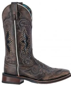 'Laredo' Women's 11" Spellbound Western Square Toe - Blacktan