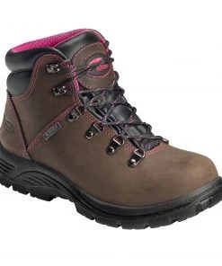 'Avenger' Women's EH WP Steel Toe - Brown / Bright Pink