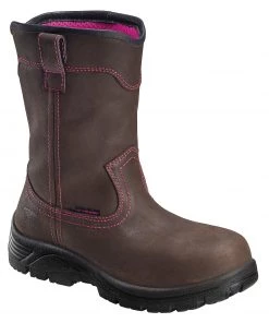 'Avenger' Women's Wellington EH WP Comp Toe Pull On - Brown / Pink