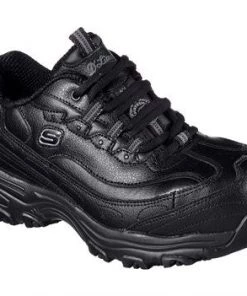 'Skechers' Women's D'Lite Slip Resistant-Pooler Alloy Toe Shoe - Black