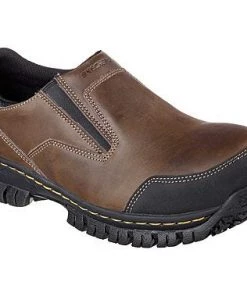 'Skechers' Men's Hartan Steel Toe Slip On - Dark Brown