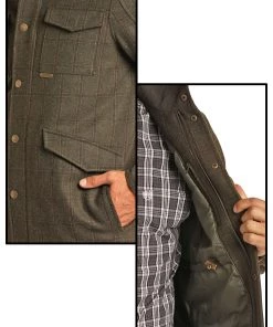 Panhandle Slim 'Powder River' Men's Heather Plaid Wool Jacket - Olive Heather (Ext. Sizes)