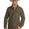 Panhandle Slim 'Powder River' Men's Heather Plaid Wool Jacket - Olive Heather (Ext. Sizes)