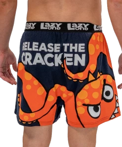 'Lazy One' Men's Release The Cracken Boxer - Navy / Orange