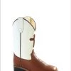 'Old West' Child's Corona Cross Square Toe - Pecan / White