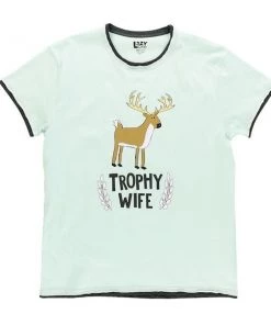 'Lazy One' Women's Trophy Wife PJ T-Shirt - Mint Green / Dark Grey