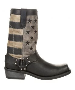 'Durango" Men's 12" Faded Flag Harness Square Toe - BLACK FADED FLAG