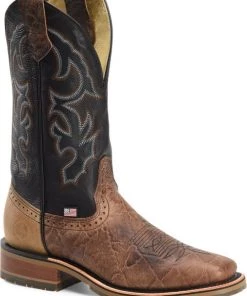 'Double H' Men's 12" Grissom SR Square Toe I.C.E. ™ Roper - Kenia Cognac / Summer Tan / Black 14 'Double H' Men's 12