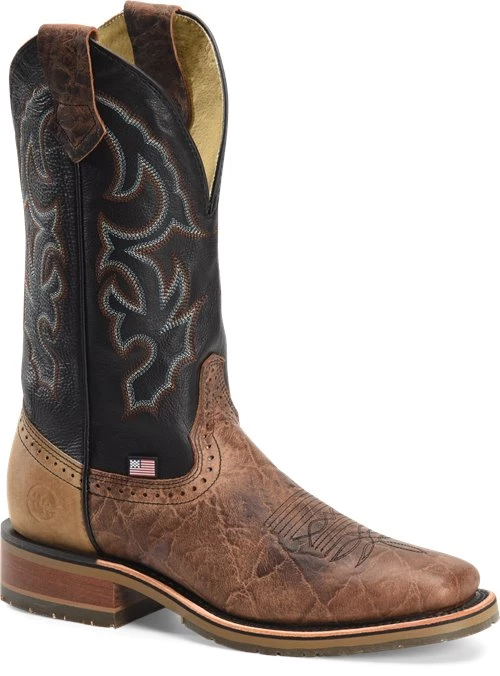 'Double H' Men's 12" Grissom SR Square Toe I.C.E. ™ Roper - Kenia Cognac / Summer Tan / Black 8 'Double H' Men's 12" Grissom SR Square Toe I.C.E. ™ Roper - Kenia Cognac / Summer Tan / Black