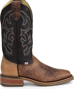 'Double H' Men's 12" Grissom SR Square Toe I.C.E. â„¢ Roper - Kenia Cognac / Summer Tan / Black