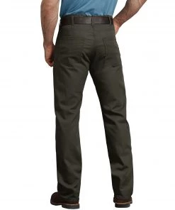 'Dickies' Tough Max Regular Fit Duck 5-Pocket Pant - Stonewashed Moss Green Men