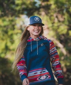 'Hooey' Women's Taos Hoody - Navy / Aztec