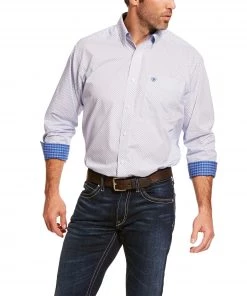 'Ariat' Men's Lucky Classic Fit Button Front – White / Blue