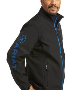 'Ariat' Men's Logo 2.0 Softshell Jacket - Black / Cobalt