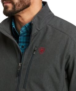 'Ariat' Men's Logo 2.0 Softshell Jacket - Charcoal / Americana