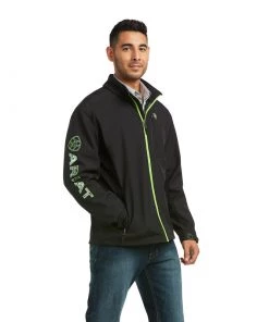 'Ariat' Men's Logo 2.0 Softshell Jacket - Black / Grey Camo