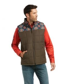 'Ariat' Men's Crius Insulated Vest - Brown/ Southwest