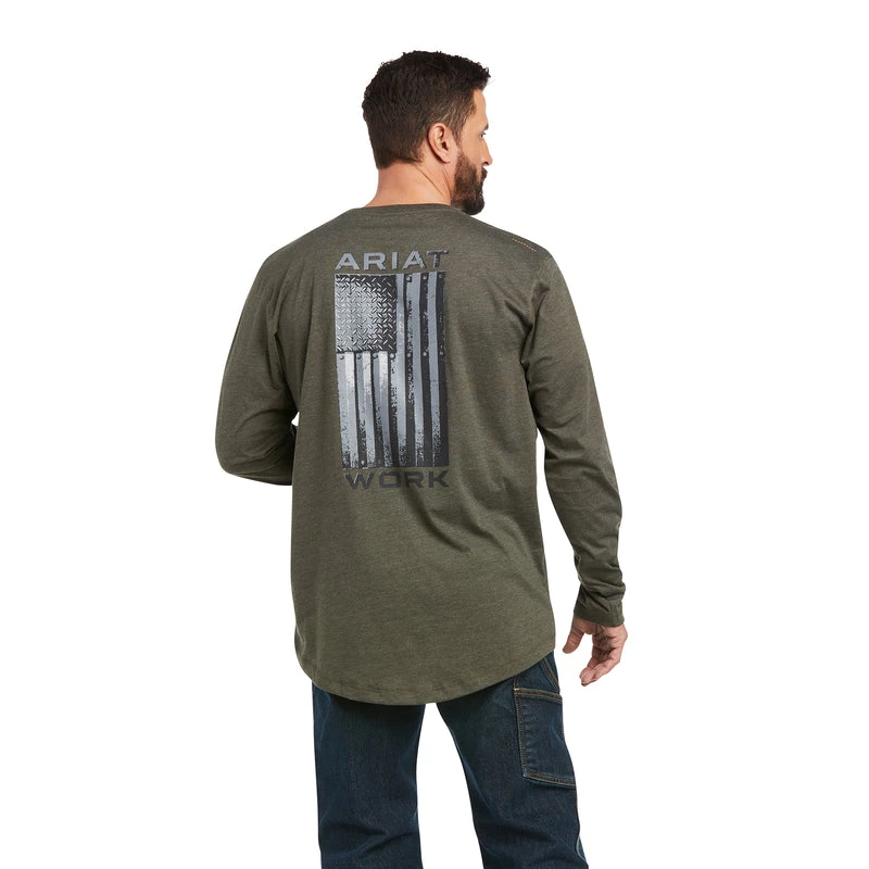 'Ariat' Men's Rebar Workman Alloy Flag T-Shirt - Sage Heather 3 'Ariat' Men's Rebar Workman Alloy Flag T-Shirt - Sage Heather
