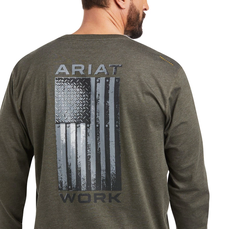 'Ariat' Men's Rebar Workman Alloy Flag T-Shirt - Sage Heather 4 'Ariat' Men's Rebar Workman Alloy Flag T-Shirt - Sage Heather